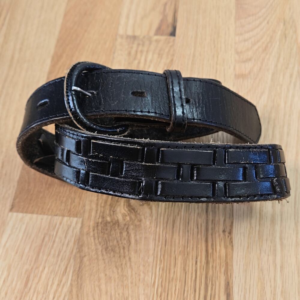 Black Belt Men's Western Weave Belt With Snaps size 32